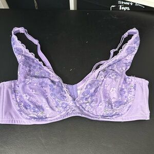 EUC Lane Bryant Unlined Plunge Bra 40D Violet Tulip